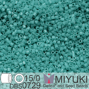 Korálky Miyuki Delica 15/0. Barva DBS 0729 Opaque Turquoise Green. Balení 2g.