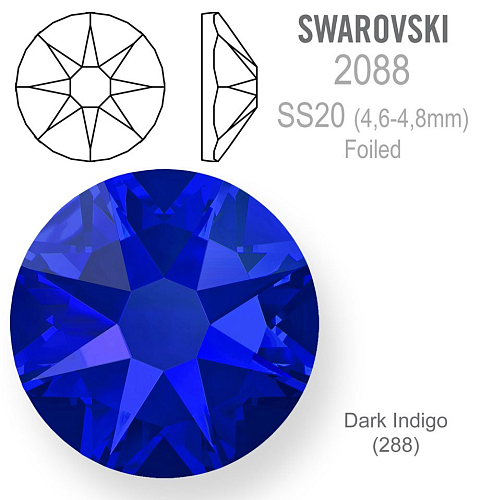 SWAROVSKI XIRIUS FOILED velikost SS20 barva DARK INDIGO 