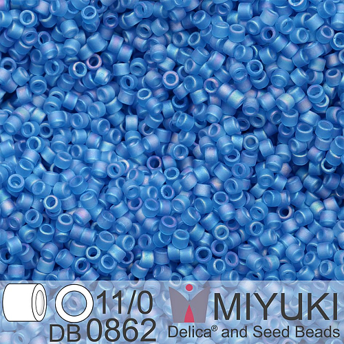 Korálky Miyuki Delica 11/0. Barva Matte Tr Capri Blue AB DB0862. Balení 5g