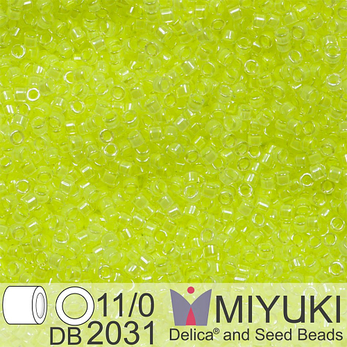 Korálky Miyuki Delica 11/0. Barva Luminous Lime AID DB2031. Balení 5g.