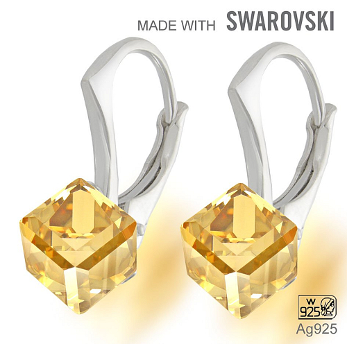 Swarovski 4841 Crystal Golden shadow 6mm+ nausnice Ag
