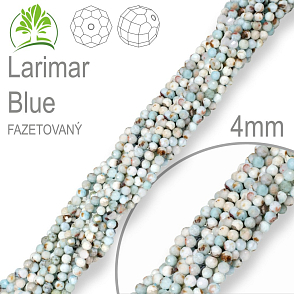 Korálky z minerálů Larimar Blue Fazetovaný  přírodní polodrahokam. Velikost pr.4,4mm. Balení 90Ks.