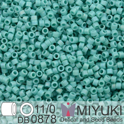 Korálky Miyuki Delica 11/0. Barva Matte Op Turquoise Green AB DB0878. Balení 5g