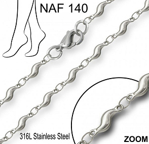 Náramek na nohu NAF 140. Materiál Chirurgická ocel. Délka 26cm.