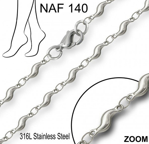 Náramek na nohu NAF 140. Materiál Chirurgická ocel. Délka 26cm.
