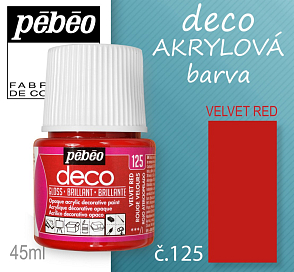 Barva AKRYLOVÁ lesk Pébeo DECO. Odstín č.125 VELVET RED. Balení 45 ml.