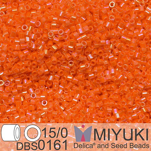 Korálky Miyuki Delica 15/0. Barva DBS 0161 Opaque Orange AB. Balení 2g.