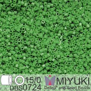 Korálky Miyuki Delica 15/0. Barva DBS 0724 Opaque Green. Balení 2g.