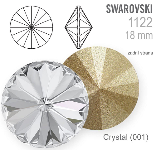 Swarovski Rivoli 1122 barva Crystal (001) velikost 18mm.