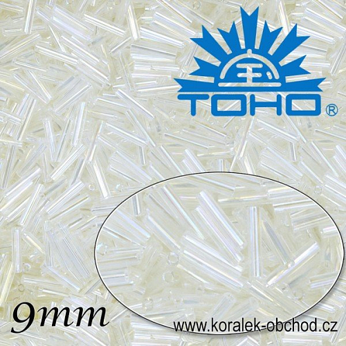 Korálky TOHO tvar BUGLES (válcové). Velikost pr.1,9mm x 9mm . Barva č. 161-Trans-Rainbow Crystal . Balení 10g.