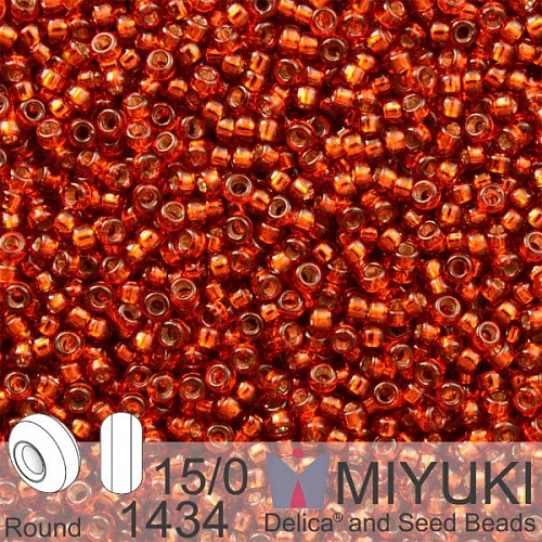 Korálky Miyuki Round 15/0. Barva 1434  Dyed S/L Dk Burnt Orange . Balení 5g.