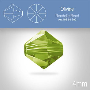 PRECIOSA Bicone MC BEAD (sluníčko) velikost 4mm. Barva OLIVINE. Balení 31ks .