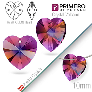 Korálky PRIMERO Crystals. Tvar 6228 XILION Heart. Barva Crystal Volcano. Velikost 10mm