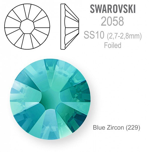 SWAROVSKI 2058 XILION Rose FOILED velikost SS10 barva Blue Zircon
