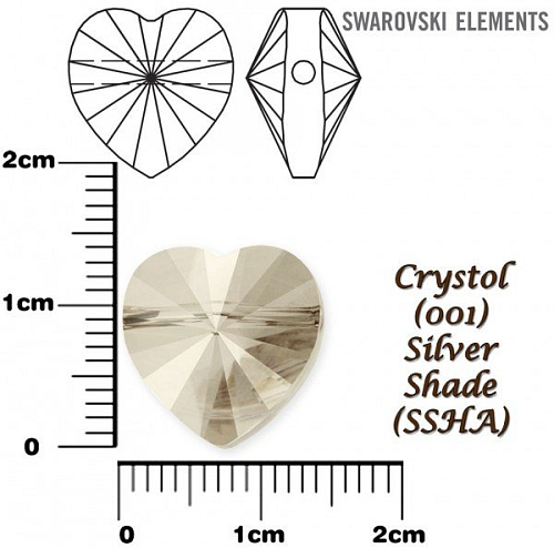 SWAROVSKI ORÁLKY Heart Bead barva CRYSTAL SILVER SHADE velikost 14mm