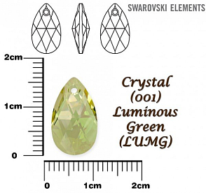 SWAROVSKI Pear-Shaped 6106 barva CRYSTAL LUMINOUS GREEN velikost 16mm.
