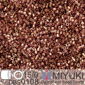 Korálky Miyuki Delica 15/0. Barva DBS 0108 Cinnamon Gold Luster. Balení 2g.