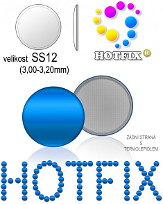 Kovové NAILHEAD HOTFIX nažehlovací polotovary. Velikost SS12 (3,00-3,20mm) Tl.0,6mm. Barva 015 BRILIANTOVÁ MODRÁ (lesklá ocelová). Balení 70Ks.