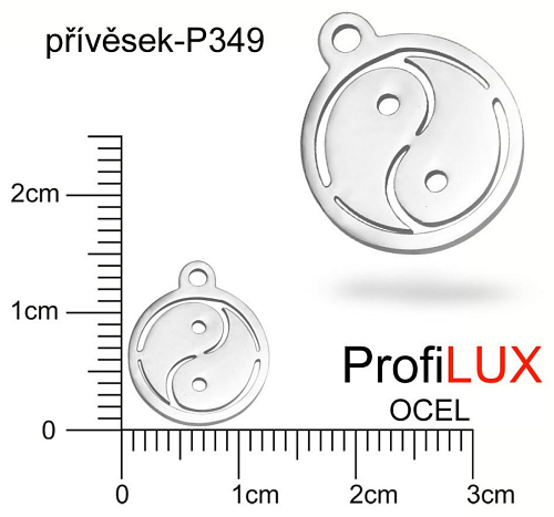 Přívěsek Chirurgická Ocel ozn-P349 Jing-Jan velikost 14x12mm tl.0,9mm. Řada přívěsků ProfiLUX. 