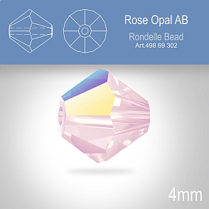 PRECIOSA Bicone MC BEAD (sluníčko) velikost 4mm. Barva ROSE OPAL AB. Balení 30ks .