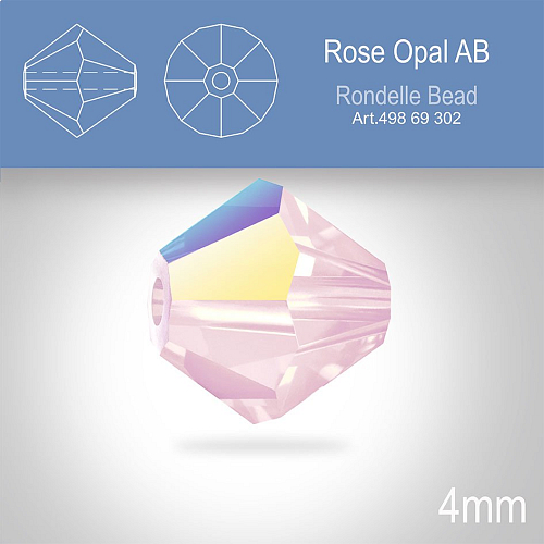 PRECIOSA Bicone MC BEAD (sluníčko) velikost 4mm. Barva ROSE OPAL AB. Balení 30ks .