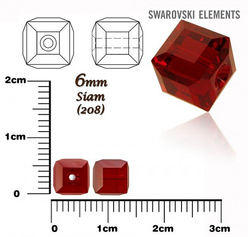 SWAROVSKI CUBE Beads 5601 barva SIAM velikost 6mm.