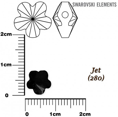 SWAROVSKI KORÁLKY Flower Bead barva JET velikost 6mm. Balení 4Ks