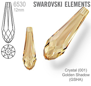 SWAROVSKI 6530 Pure Drop Pendant velikost 12mm. Barva Crystal Golden Shadow 