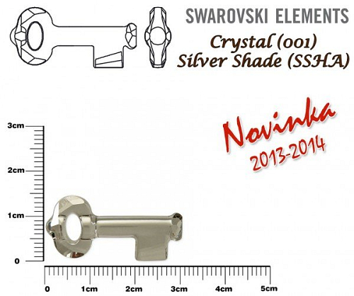 SWAROVSKI KEY Pendant 6919 barva Crystal SILVER SHADE velikost 30mm.