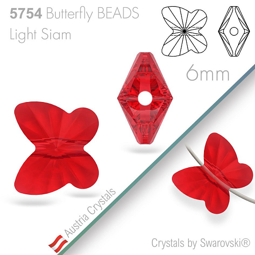 SWAROVSKI  Butterfly Beads  5754. Barva Light Siam. Velikost 6mm