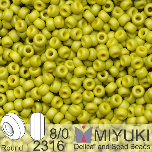 Korálky Miyuki Round 8/0. Barva 2316 Matte Opaque Lime. Balení 5g