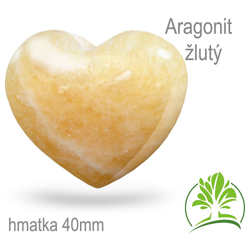 Minerály HMATKY tvar Srdce velikost 40mm Aragonit žlutý
