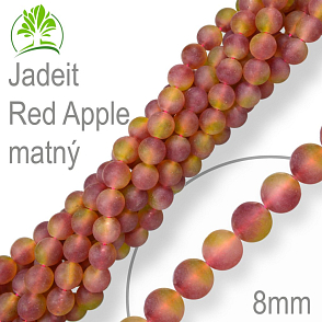 Korálky z minerálů Jadeit Red Apple matný přírodní polodrahokam. Velikost pr.8mm. Balení 10Ks.