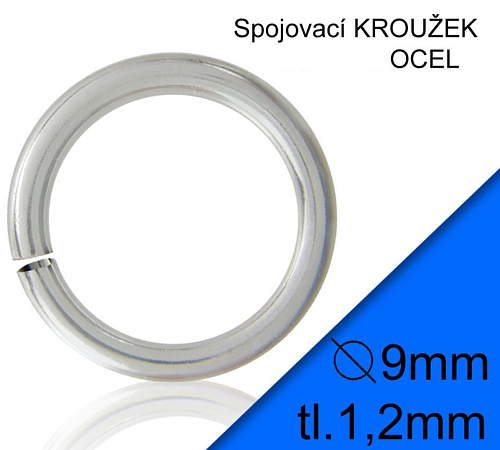 KROUŽEK spojovací-CHIRURGICKÁ OCEL 316L. Velikost venkovní pr.9,0mm tl.1,2mm.