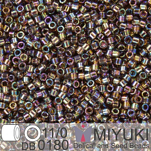 Korálky Miyuki Delica 11/0. Barva Tr Root Beer AB  DB0180. Balení 5g.