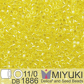 Korálky Miyuki Delica 11/0. Barva Tr Yellow Luster  DB1886. Balení 5g.