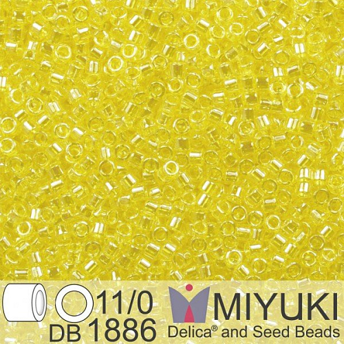 Korálky Miyuki Delica 11/0. Barva Tr Yellow Luster  DB1886. Balení 5g.