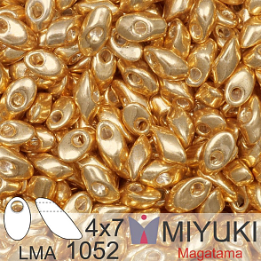 Korálky MIYUKI tvar Long MAGATAMA velikost 4x7mm. Barva LMA-1052 Galvanized Gold. Balení 5g.