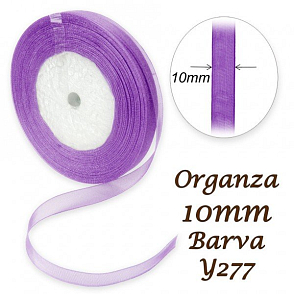 ORGANZA stuha šířka 10mm. Číslo Y277 barva FIALOVÁ