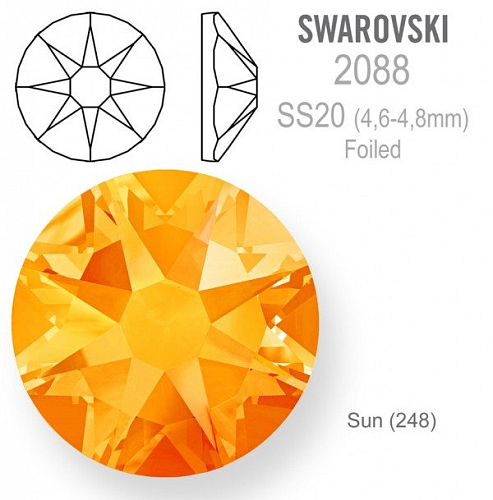SWAROVSKI 2088 XIRIUS FOILED velikost SS20 barva Sun