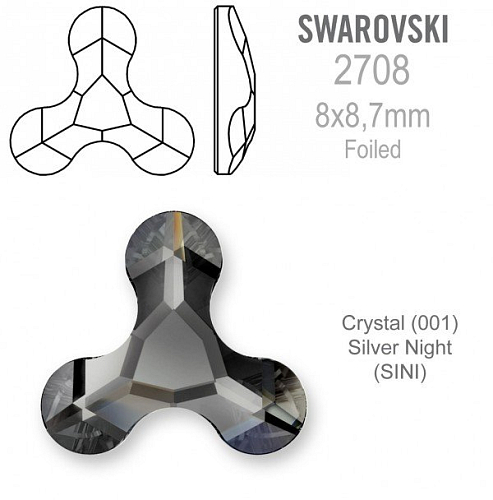 Swarovski 2708 Molecule FB Foiled velikost 8x8,7mm. Barva Crystal Silver Night 