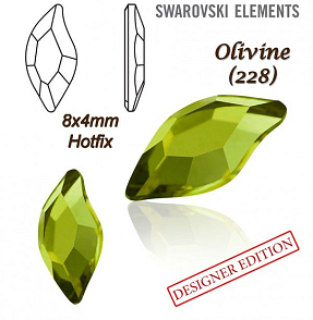 SWAROVSKI HOT-FIX 2797 tvar DIAMOND LEAF FB velikost 8x4mm barva OLIVINE 