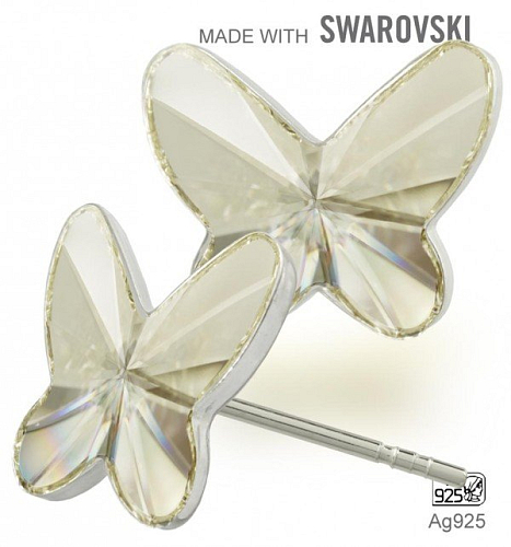 Náušnice sada Made with Swarovski 2854 Crystal (001) Silver Shade (SSHA) 8mm+puzeta Ag925.