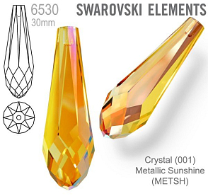 SWAROVSKI 6530 Pure Drop Pendant velikost 30mm. Barva Crystal Metallic Sunshine 