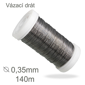 Drátek VÁZACÍ 0,35mm v délce 140m.  Vhodné na výplet ozdob nebo klasické drátování hrnečků.