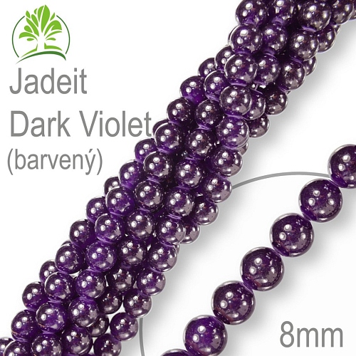 Korálky z minerálů Jadeit Dark Violet barvený. Velikost pr.8mm. Balení 10Ks.