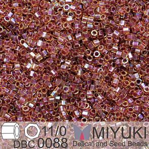 Korálky Miyuki Delica (fazetované) 11/0. Barva Berry Lined Dark Topaz AB Cut DBC0088. Balení 5g.