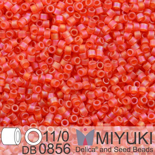 Korálky Miyuki Delica 11/0. Barva Matte Tr Red Orange AB DB0856. Balení 5g