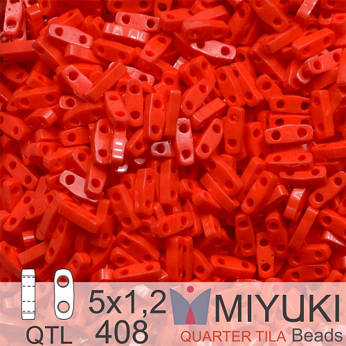 Korálky Miyuki QuarterTila. Barva Opaque Red QTL 408. Balení 3g