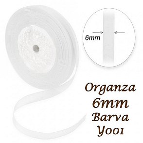 ORGANZA stuha šířka 6mm. Číslo Y001 barva BÍLÁ. 